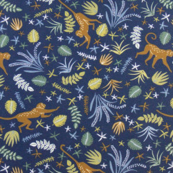 Printed Cotton KIGA Navy Blue / Caramel